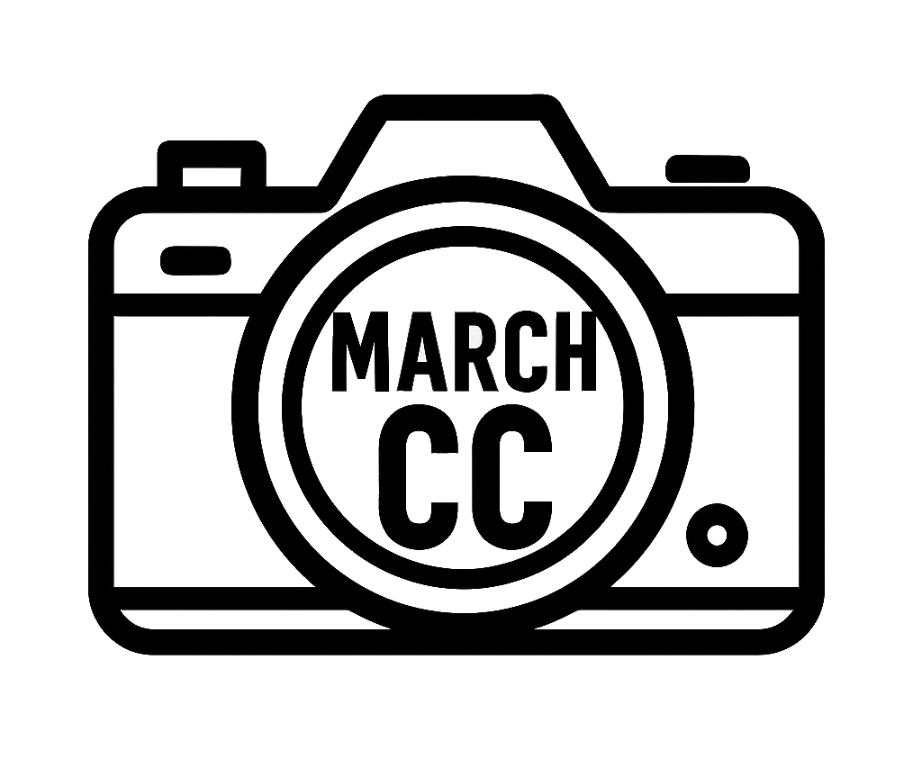 Logo for the March Camera Club, which is a black outline image of an SLR camera of a white background, with the initials 'MCC' in the lens.